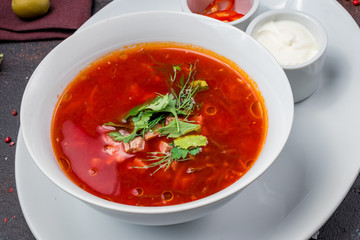 Borscht with sour cream
