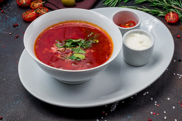 Borscht with sour cream