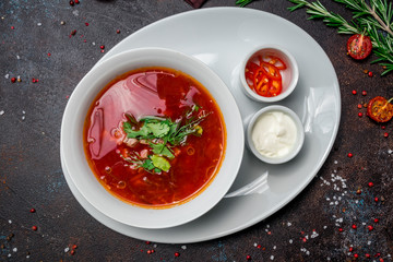 Borscht with sour cream