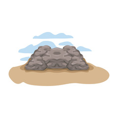 day camp field with rock landscape scene vector illustration design