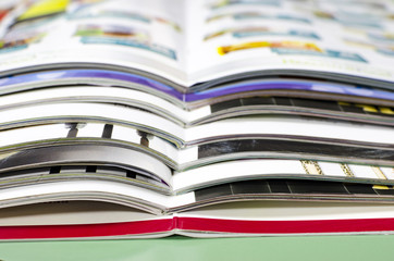 Stack of magazines in print plant