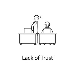 not trust colleague illustration. Element of relationship with colleague mobile and web apps. Thin line not trust colleague illustration can be used for web and mobile