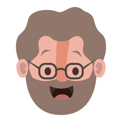old man with glasses and beard head vector illustration design