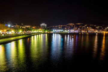 Yalta, Crimea - October 2014: View of the Yalta embankment in the evening. The south coast of Crimea
