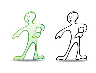 Personaje asombrado. ilustración vectorial estilo linea a color y blanco y negro