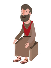 apostle of Jesus sitting on wooden chair vector illustration design