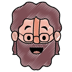 old man with glasses and beard head vector illustration design