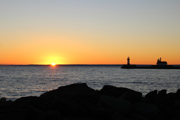 Sun Peaking Out From the Horizon on Great Lake Superior