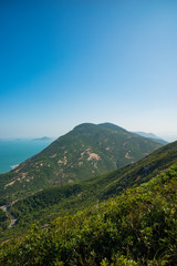 Rolling hills on Drgaon's Back hiking trail, Hong Kong Asia