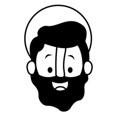 apostle of Jesus head with halo character vector illustration design