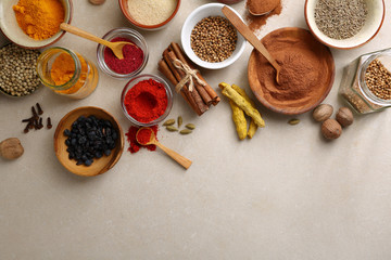 Fototapeta na wymiar Organic and flavor spice set in bowls
