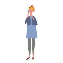 スマホ　通話　若い女性　イラスト
