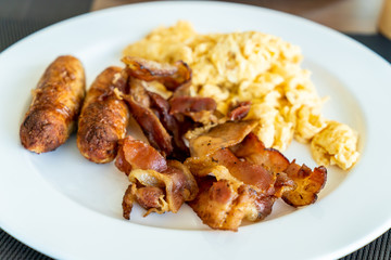 Sausage Bacon and  Scrambled Eggs