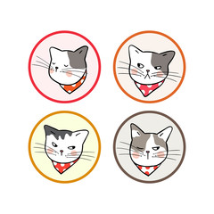 Vector illustration draw icon design head of cute cat Doodle style