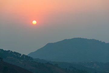 Mountain view with sunrise