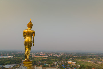 Beautiful golden standing Buddha image