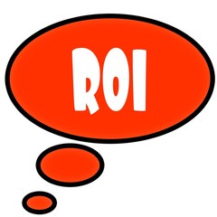 Orange thought bubble with ROI text message.