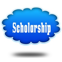 SCHOLARSHIP text message on hovering blue cloud.