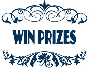 WIN PRIZES blue text frames.