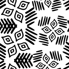 Black and White Seamless Ethnic Pattern. Tribal - 202124747
