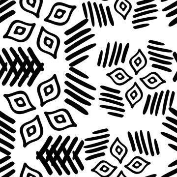 Black and White Seamless Ethnic Pattern. Tribal