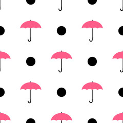 Seamless pink umbrella pattern.