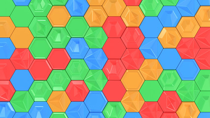 Abstract 3d background made of colorful hexagons