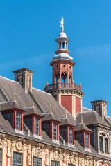 Lille, the Vieille Bourse, beautiful monument, in the north of France, detail
