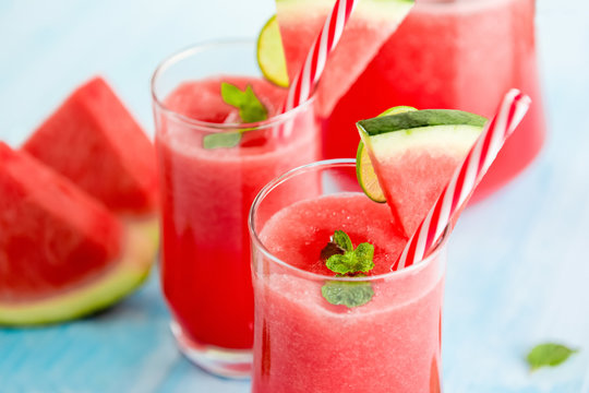 Refreshing cold watermelon juice smoothie drinks for summer