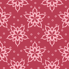 Fototapeta premium Red floral seamless pattern