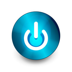 Power button blue icon, start symbol
