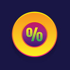 sale. colored button Percent on blue background. vector illustration