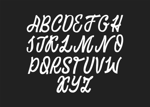 Calligraphic vector script font. Handwritten brush style modern calligraphy cursive typeface.