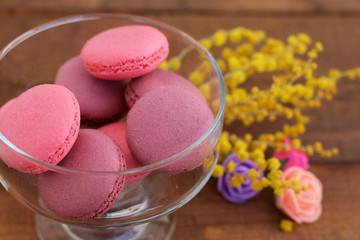 French sweet macaroons in a vase