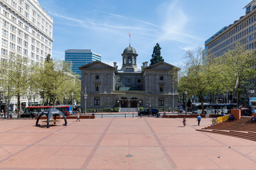 Scenery of Pioneer Courthouse in Portland Pioneer Square