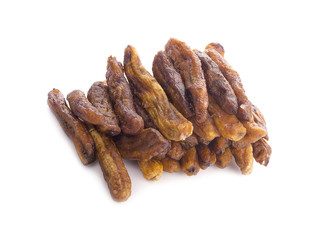 dried bananas (honey baked bananas) on white background, Thai preserved food