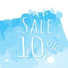 Sale banner brush blue art paint abstract texture background. vector illustration. Perfect watercolor design for a shop and sale discount