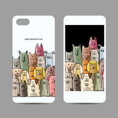 Mobile phone design, funny dogs family