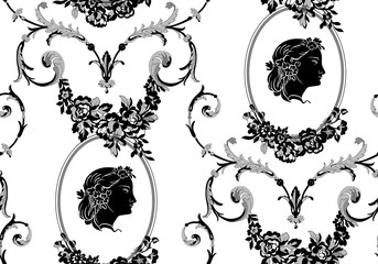 floral lace seamless pattern - obrazy, fototapety, plakaty