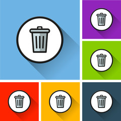 bin icons with long shadow