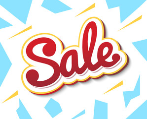 A colour banner for advertising sales. Bright shards on a white background. Bulk violet text Sale. Vector illustration of winter sales.