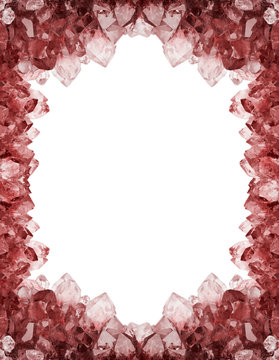 isolated light ruby crystals frame