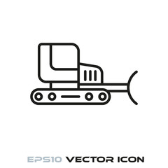 Bulldozer flat line icon