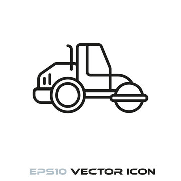 Road roller flat line icon