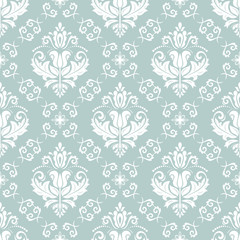 Fototapeta na wymiar Orient vector classic pattern. Seamless abstract background with vintage elements. Orient background. Light blue and white ornament for wallpaper and packaging