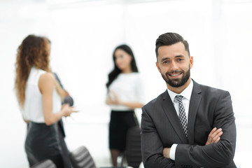 businessman on background of office.