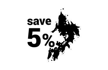 5 Percent Discount Black Friday Ink Spot Design Tag 