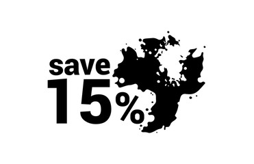 15 Percent Discount Black Friday Ink Spot Design Tag 