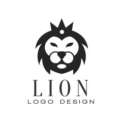 Lion logo design, element with wild animal for poster, banner, embem, badge, tattoo, t shirt print, vector Illustration on a white background