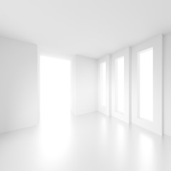 Abstract Interior Background. White Room with Window. Modern Architecture Wallpaper